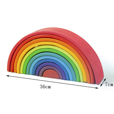 ของเล่นเพื่อการศึกษา 35 ซม. 7 ซม. บล็อกไม้ของเล่น Rainbow Stacking Blocks