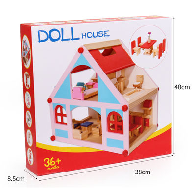 แมนชั่นบ้านตุ๊กตาไม้ 38 ซม. เฟอร์นิเจอร์สี