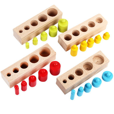 ซ็อกเก็ตทรงกระบอกประสาทสัมผัส 3 ซม. Montessori Knobbed Cylinder Blocks Preschool