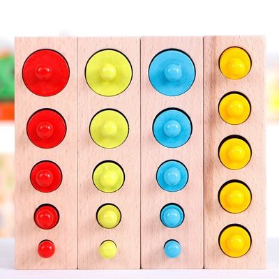 ซ็อกเก็ตทรงกระบอกประสาทสัมผัส 3 ซม. Montessori Knobbed Cylinder Blocks Preschool