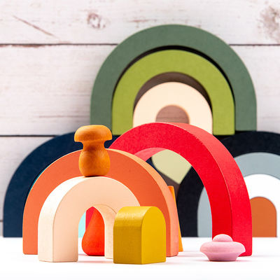 3D Jenga Building Wooden Rainbow Stacker ไม้ซ้อนเรนโบว์พาสเทล