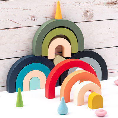 3D Jenga Building Wooden Rainbow Stacker ไม้ซ้อนเรนโบว์พาสเทล