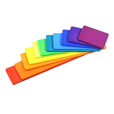 11 ล็อต Burlywood Wooden Rainbow Stacker Toy Macaron Beech