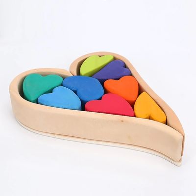 Nordic Jenga Wooden Rainbow ซ้อนบล็อกอาคารไม้ธรรมชาติ
