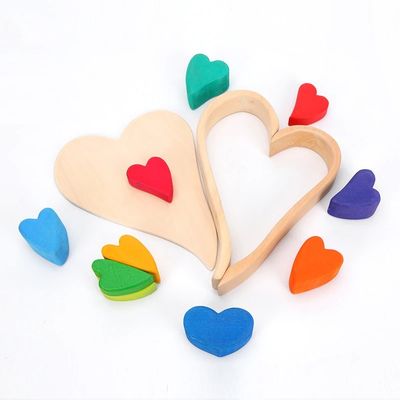 Nordic Jenga Wooden Rainbow ซ้อนบล็อกอาคารไม้ธรรมชาติ
