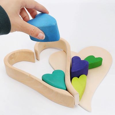 Nordic Jenga Wooden Rainbow ซ้อนบล็อกอาคารไม้ธรรมชาติ