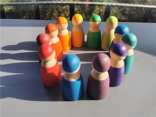 จัดเรียง Pegdoll Wooden Rainbow Stacker เกมเมมโมรี่สติ๊กไม้