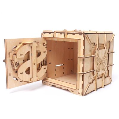INS Nordic Wooden Block Puzzle ของเล่นกล่องปริศนาไม้ 3 มิติเครื่องกล