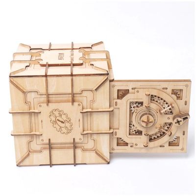 INS Nordic Wooden Block Puzzle ของเล่นกล่องปริศนาไม้ 3 มิติเครื่องกล