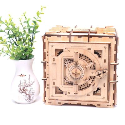 INS Nordic Wooden Block Puzzle ของเล่นกล่องปริศนาไม้ 3 มิติเครื่องกล