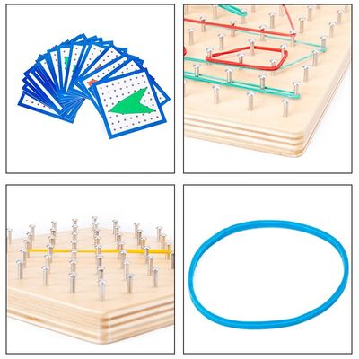เด็ก 15 ซม. ผูกเล็บไม้คณิตศาสตร์ของเล่นคณิตศาสตร์บล็อกไม้ Montessori กราฟฟิคบอร์ด