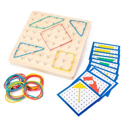 เด็ก 15 ซม. ผูกเล็บไม้คณิตศาสตร์ของเล่นคณิตศาสตร์บล็อกไม้ Montessori กราฟฟิคบอร์ด