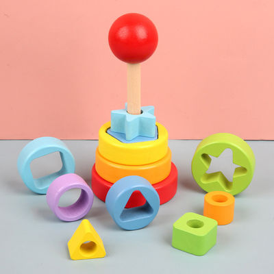 5.51in ของเล่นเด็ก Montessori ไม้ Beech Wood Teether