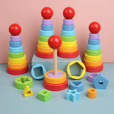 5.51in ของเล่นเด็ก Montessori ไม้ Beech Wood Teether