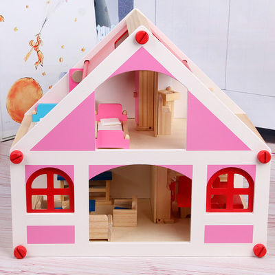 37.5cm Casa Vintage Wooden Dollhouse Furniture ตุ๊กตาบาร์บี้ DIY จิ๋ว