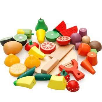 ของเล่นผักไม้จำลอง ISO9001 สีไม้เล่นผลไม้