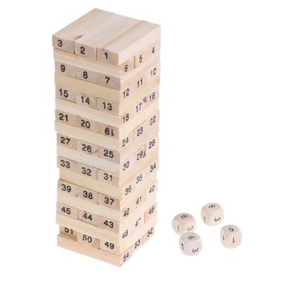 Digits Domino Wooden Building Blocks เกม Toy Tower Stacking