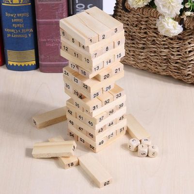 Digits Domino Wooden Building Blocks เกม Toy Tower Stacking