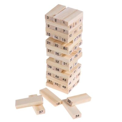Digits Domino Wooden Building Blocks เกม Toy Tower Stacking