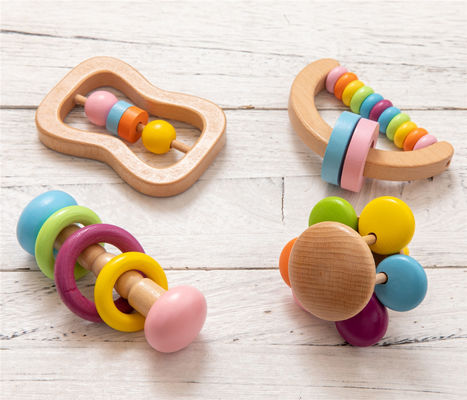 Rattle Soother 7.2cm ของเล่นไม้ดนตรีเด็กเครื่องดนตรีไม้