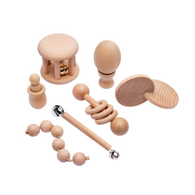 Graphic Rattles 7Pc Wooden Teether For Baby Wooden Teething Ring