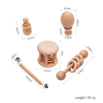 Graphic Rattles 7Pc Wooden Teether For Baby Wooden Teething Ring