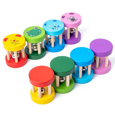 Montessori Rattle 1.9in ของเล่นไม้ดนตรีเด็กชุดเครื่องดนตรีไม้