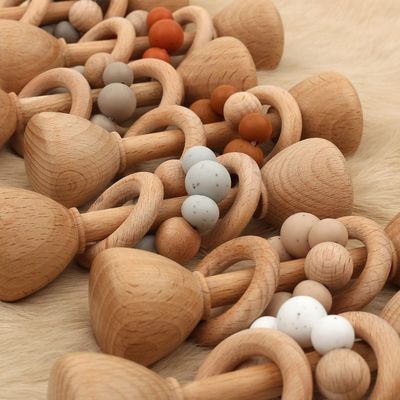 กระต่าย 5.12in ยางกัดไม้บีช Natural Wooden Bunny Teether