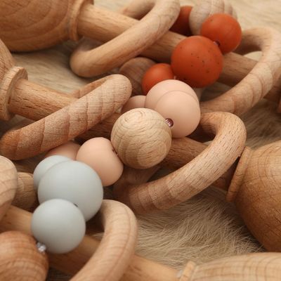 กระต่าย 5.12in ยางกัดไม้บีช Natural Wooden Bunny Teether