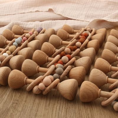 กระต่าย 5.12in ยางกัดไม้บีช Natural Wooden Bunny Teether