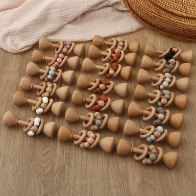 กระต่าย 5.12in ยางกัดไม้บีช Natural Wooden Bunny Teether