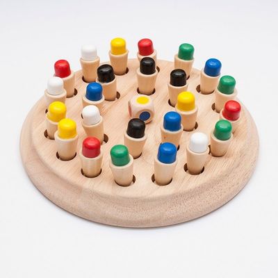 ของเล่นไม้ 1.6in Memory Chess Block 4cm Wooden Memory Matchstick Chess