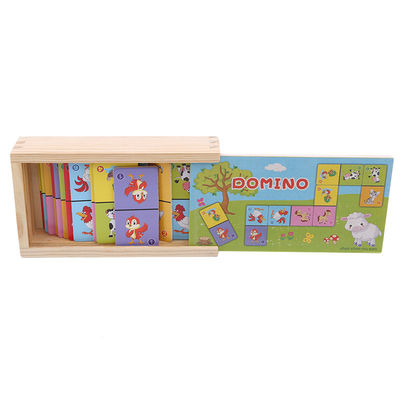 Solitaire 4cm Domino Cube Puzzle โดมิโนไม้สำหรับเด็กวัยหัดเดิน