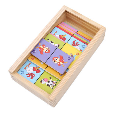 Solitaire 4cm Domino Cube Puzzle โดมิโนไม้สำหรับเด็กวัยหัดเดิน