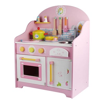 เครื่องใช้ในครัว 30cm Pink Wooden Play Kitchen Tabletop Playhouse Toys