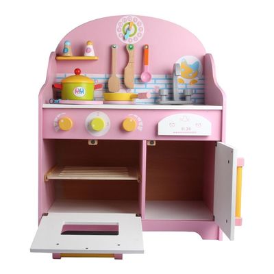 เครื่องใช้ในครัว 30cm Pink Wooden Play Kitchen Tabletop Playhouse Toys