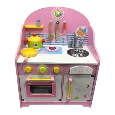 เครื่องใช้ในครัว 30cm Pink Wooden Play Kitchen Tabletop Playhouse Toys