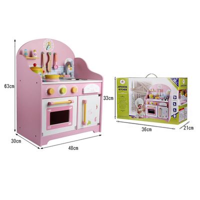 เครื่องใช้ในครัว 30cm Pink Wooden Play Kitchen Tabletop Playhouse Toys