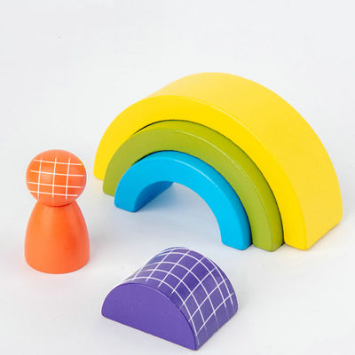 1.2in Arch Wooden Rainbow Stacker ชุดบล็อกไม้ธรรมชาติขนาดใหญ่
