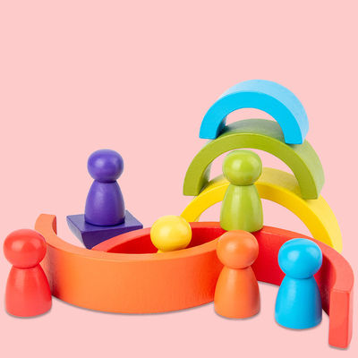 1.2in Arch Wooden Rainbow Stacker ชุดบล็อกไม้ธรรมชาติขนาดใหญ่