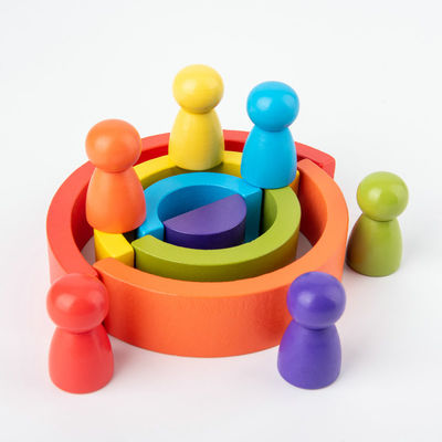 1.2in Arch Wooden Rainbow Stacker ชุดบล็อกไม้ธรรมชาติขนาดใหญ่