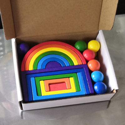 1.2in Arch Wooden Rainbow Stacker ชุดบล็อกไม้ธรรมชาติขนาดใหญ่