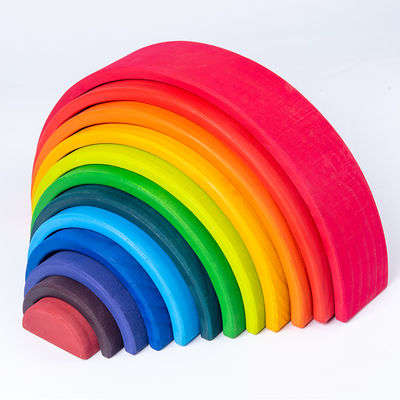 ของเล่นบล็อกไม้สน 30 ซม. Rainbow Building Blocks ของเล่นทาวเวอร์