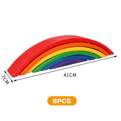 ของเล่นบล็อกไม้สน 30 ซม. Rainbow Building Blocks ของเล่นทาวเวอร์