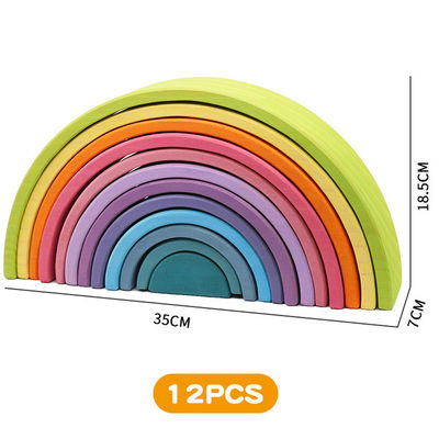 ของเล่นบล็อกไม้สน 30 ซม. Rainbow Building Blocks ของเล่นทาวเวอร์