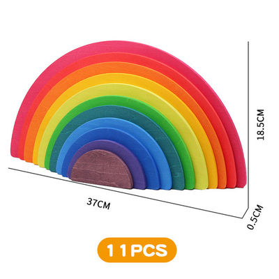 ของเล่นบล็อกไม้สน 30 ซม. Rainbow Building Blocks ของเล่นทาวเวอร์