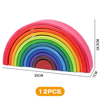 ของเล่นบล็อกไม้สน 30 ซม. Rainbow Building Blocks ของเล่นทาวเวอร์