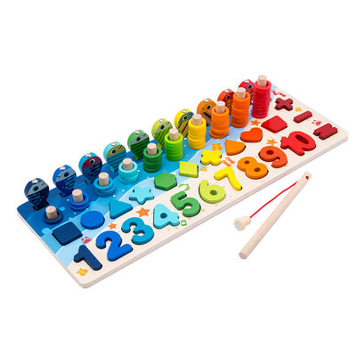 คณิตศาสตร์ตกปลาเพื่อการศึกษาไม้ Montessori ของเล่นเด็ก 15 ซม