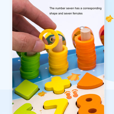 คณิตศาสตร์ตกปลาเพื่อการศึกษาไม้ Montessori ของเล่นเด็ก 15 ซม