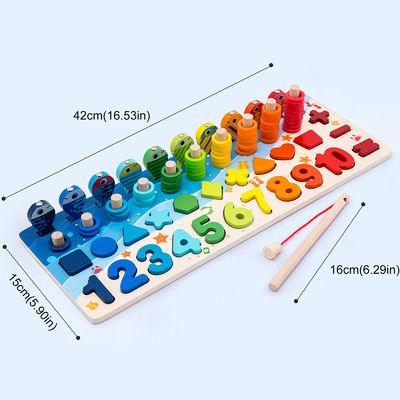คณิตศาสตร์ตกปลาเพื่อการศึกษาไม้ Montessori ของเล่นเด็ก 15 ซม